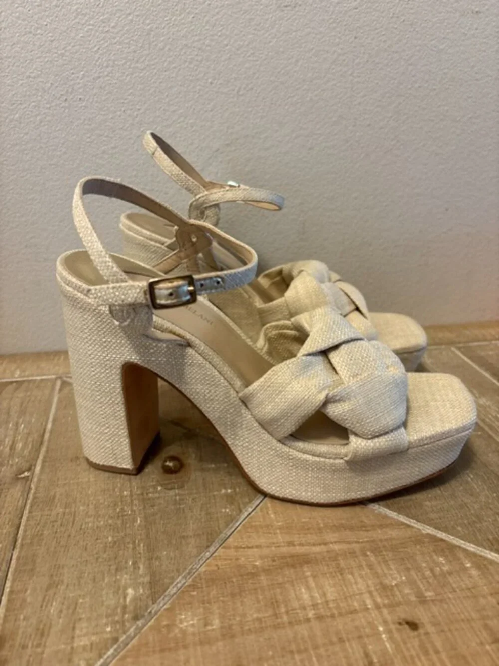 NEW Antonio Melani Mya Linen Braided Platform Dress Sandals Size 9